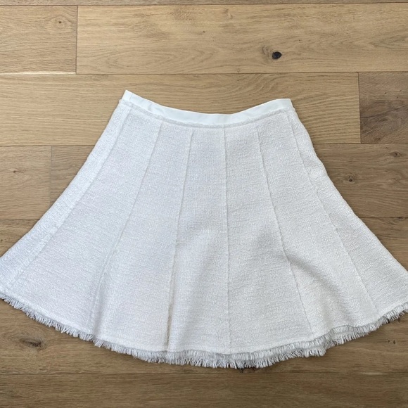 Rebecca Taylor, Ivory, Cotton, Softly Textured Tweed,Frayed Hem, EUC, Size 4 - Picture 2 of 12